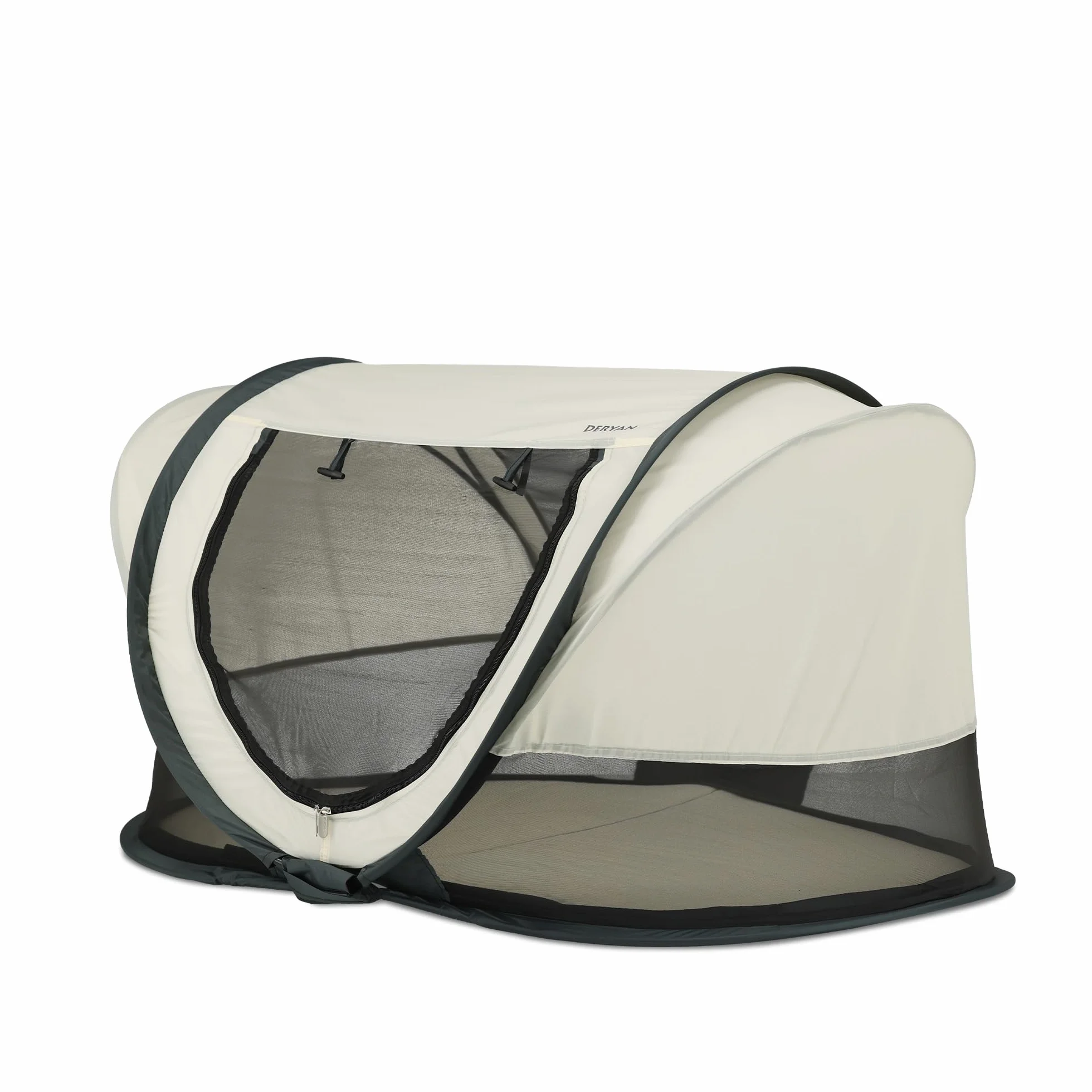 Deryan Scott Baby & Kinder Reisebett - ab Geburt bis 3 Jahre, Pop Up Kleinkindbett Babyzelt in 2 Sekunden aufgestellt, inkl. Moskitonetz & Reisetasche, Schnell & Kompakt Faltbar (Creme)