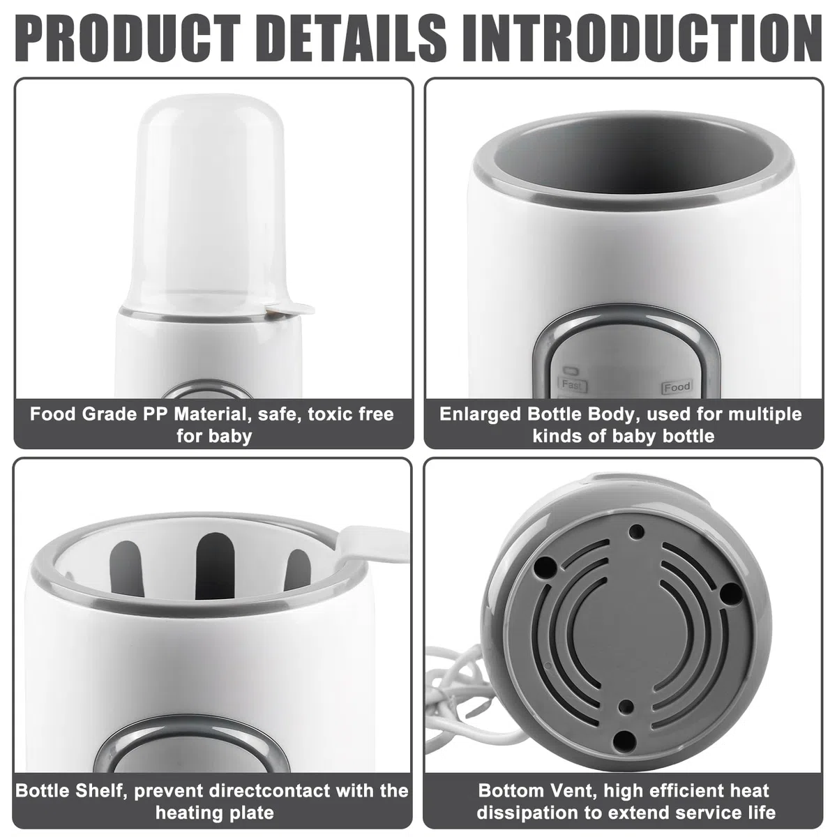 Flaschenwärmer Baby, Elektrischer Fläschchenwärmer für Flaschen Babynahrung Sterilisator, Babyflaschen Wärmer Genaue Temperaturkontrolle Milchwärmer mit Auftauen Sterilisieren Warmhalten