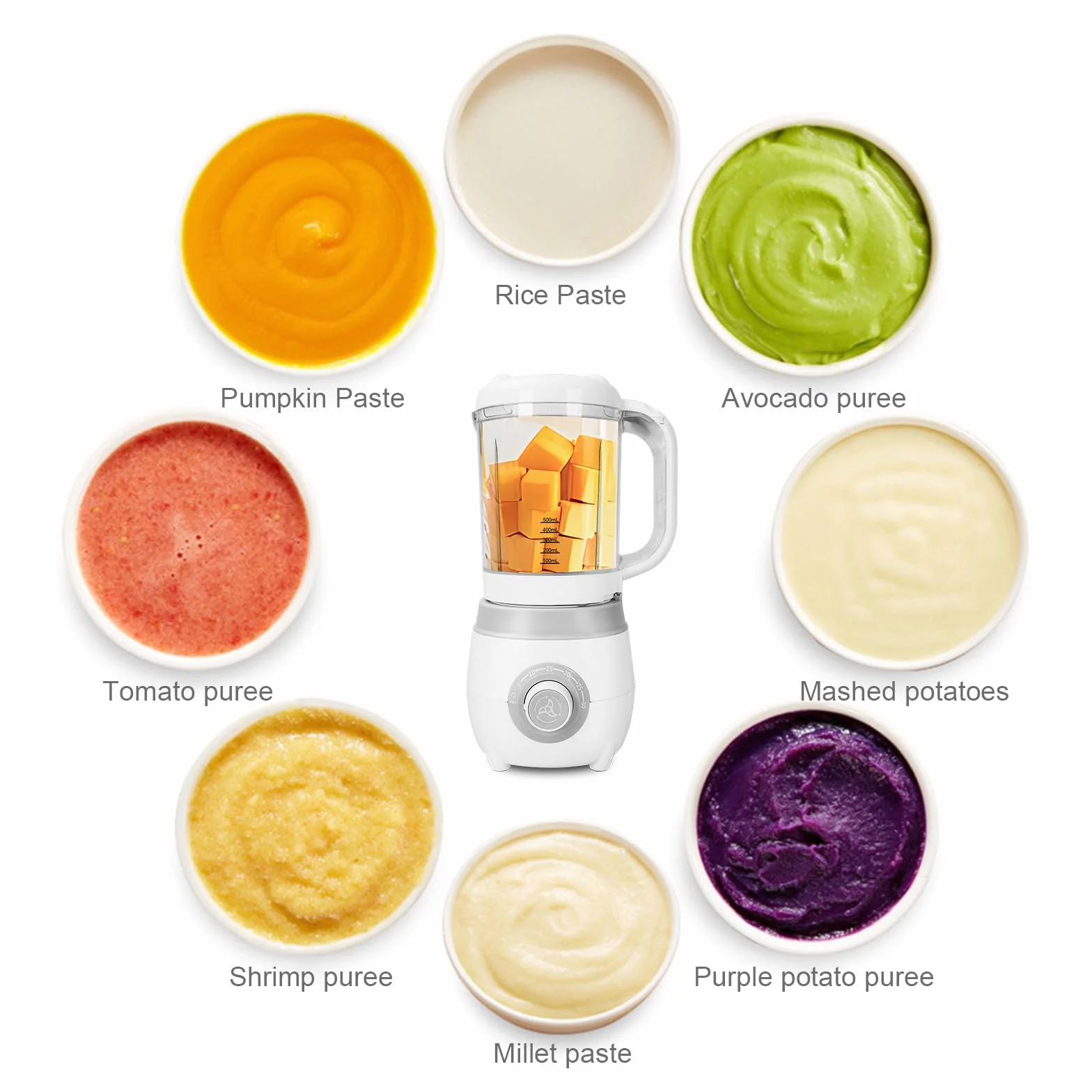 4-in-1 Babynahrungszubereiter, Babybrei Zubereiter, Dampfgaren, Mixen, Aufwärmen