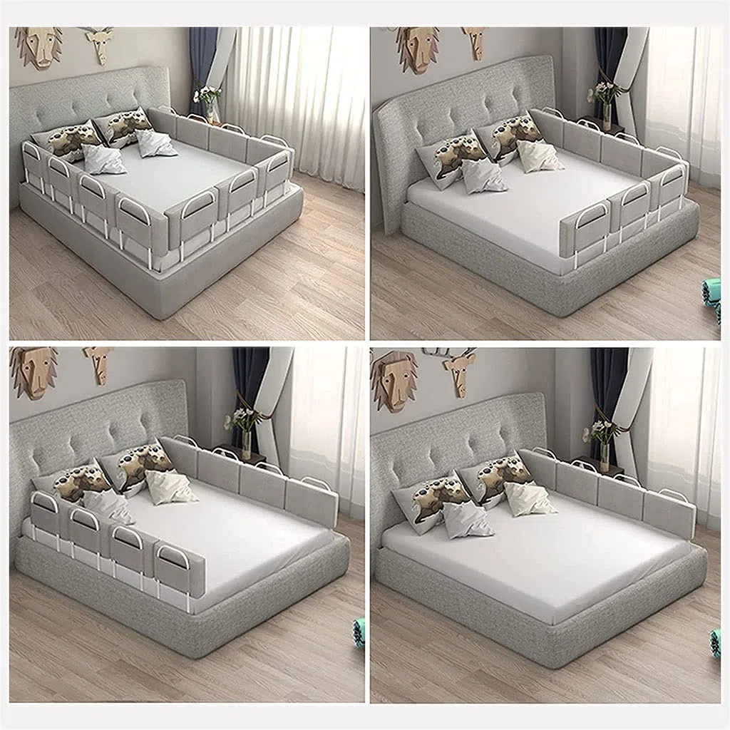 Absturzsicheres Bettgitter, 40-60cm Verstellbares Stahlrohr, Rausfallschutz Bett Bettgitter Bettschutzgitter, Passend für Kinderbetten, Elternbetten und Alle Matratzen Massivholzbetten, 60cmx3
