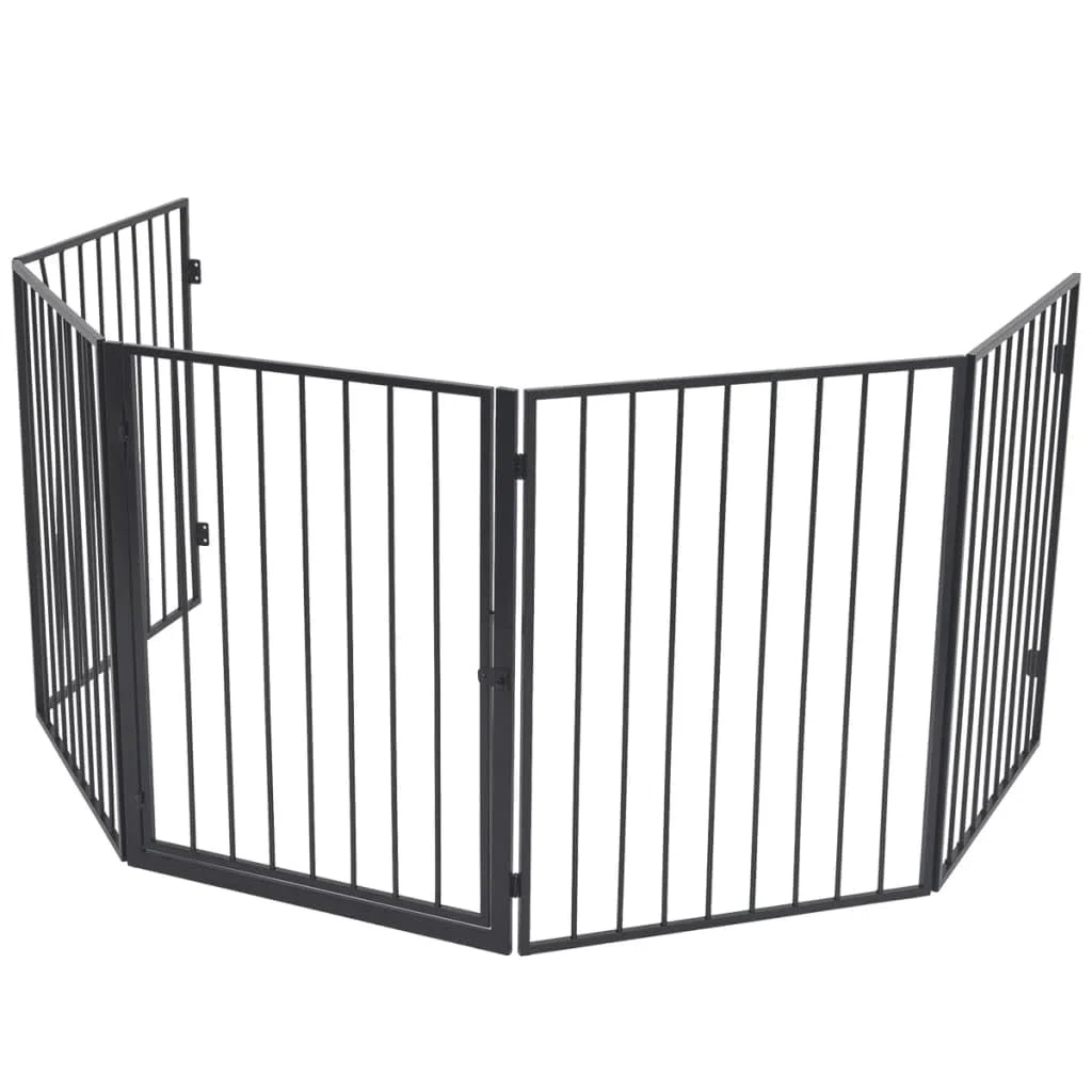 Funkenschutzgitter für Kamine Grills Holzöfen, Stahl Kaminschutzgitter, Kaminblende, Kaminschutz, Einfache Montage, Schwarz, 123 x 123 x 76 cm