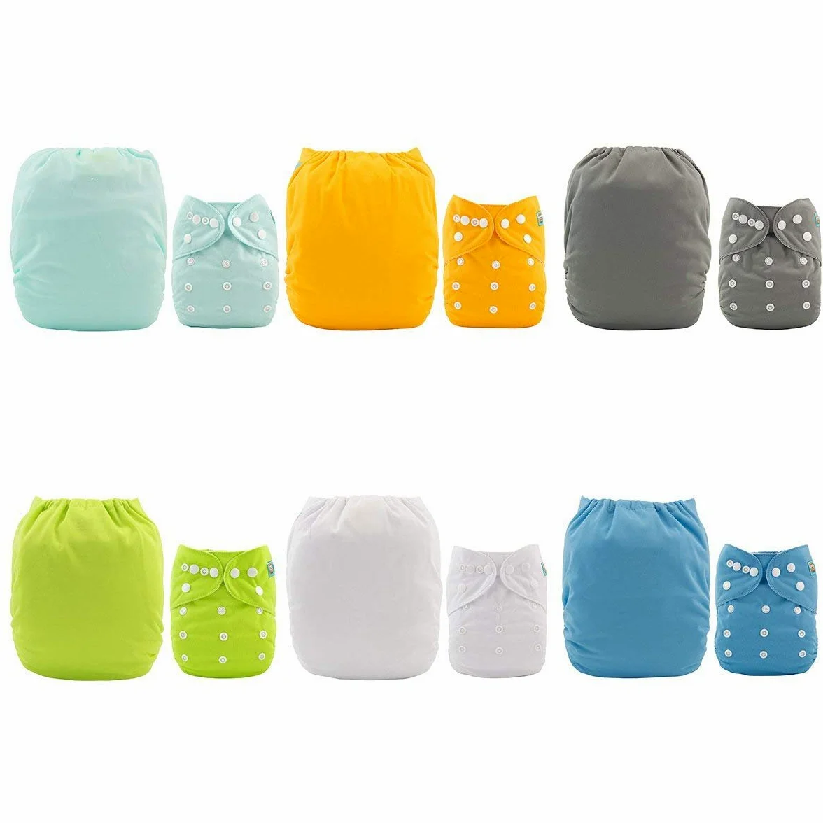 ALVABABY 6 Pack Tasche waschbar Verstellbare Stoffwindeln Windeln + 12 Einsätze 6BM98-DE