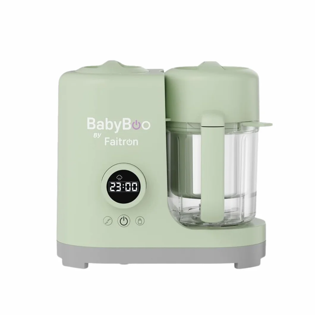 BabyBoo Babynahrungszubereiter 7-in-1, Dampfgarer & Mixer, 300W, Edelstahlkorb, Tritan-Behälter, Digitaldisplay