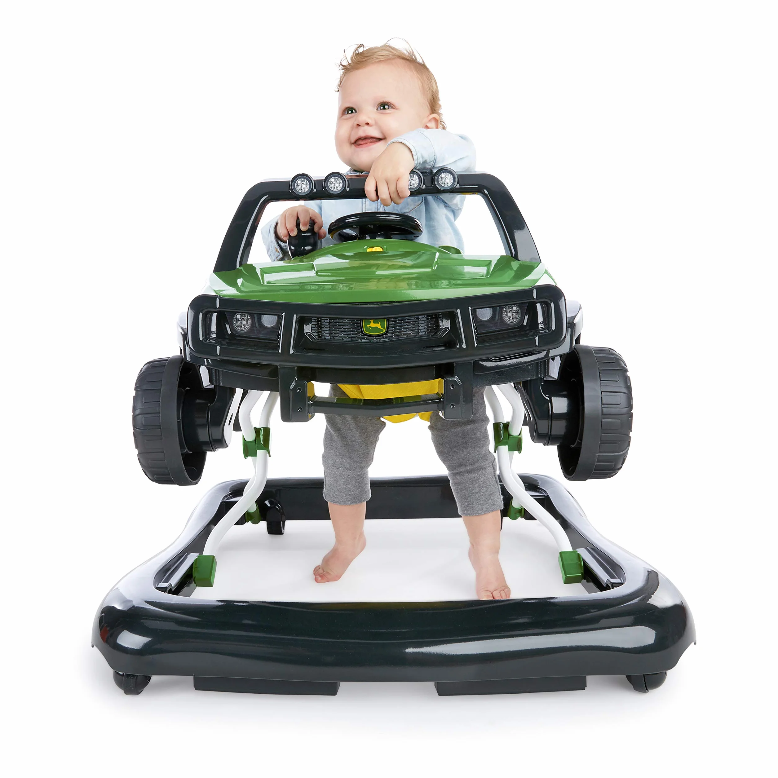 Bright Starts, John Deere Gator Ways to Play 4 in 1 Lauflernhilfe, höhenverstellbar, zusammenklappbar, für zwei Kinder gleichzeitig, mit Geräuschen und Lichtern