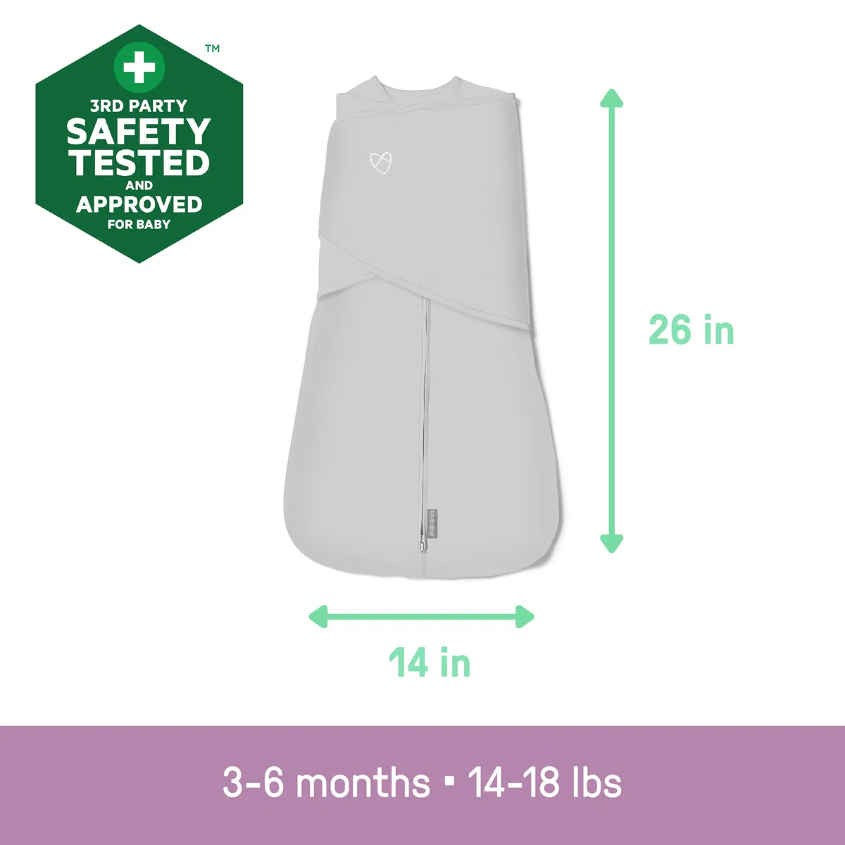 Ingenuity SwaddleMe Arms Free Umwandelbarer Baby Pucksack, Größe 3-6 Monate, 6,4-8,2 kg, Ärmchen gepuckt oder frei, 1,0 TOG - Happy Elephant