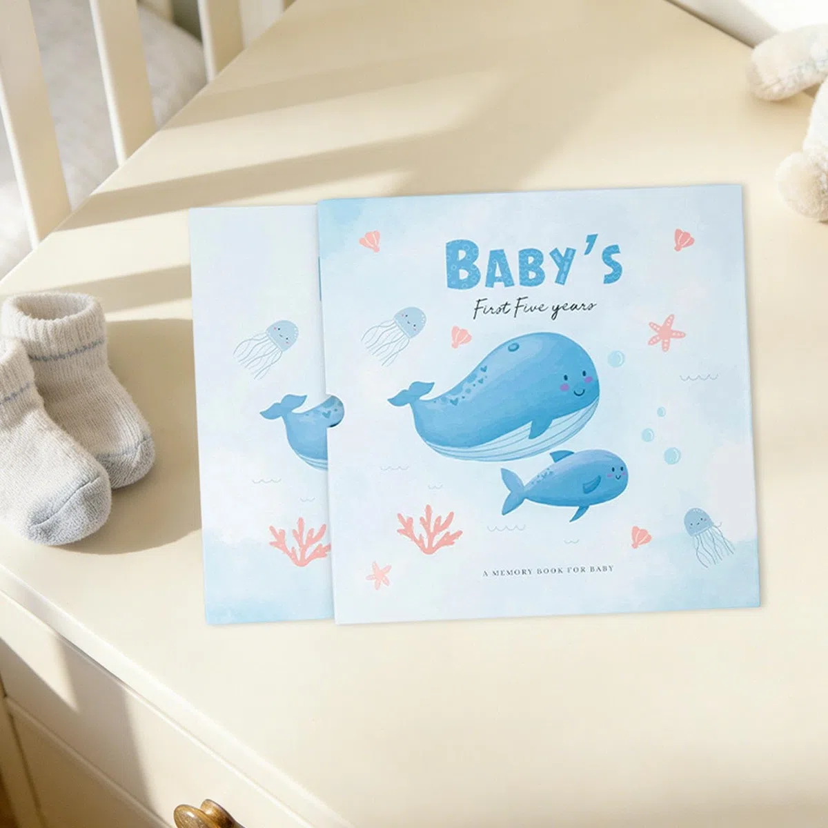 harayaa -Erinnerungsbuch/Tagebuch für Neugeborene – für frischgebackene Eltern – – Geschenk zur Babyparty – Wachstumstagebuch/Fotoalbum, Wal