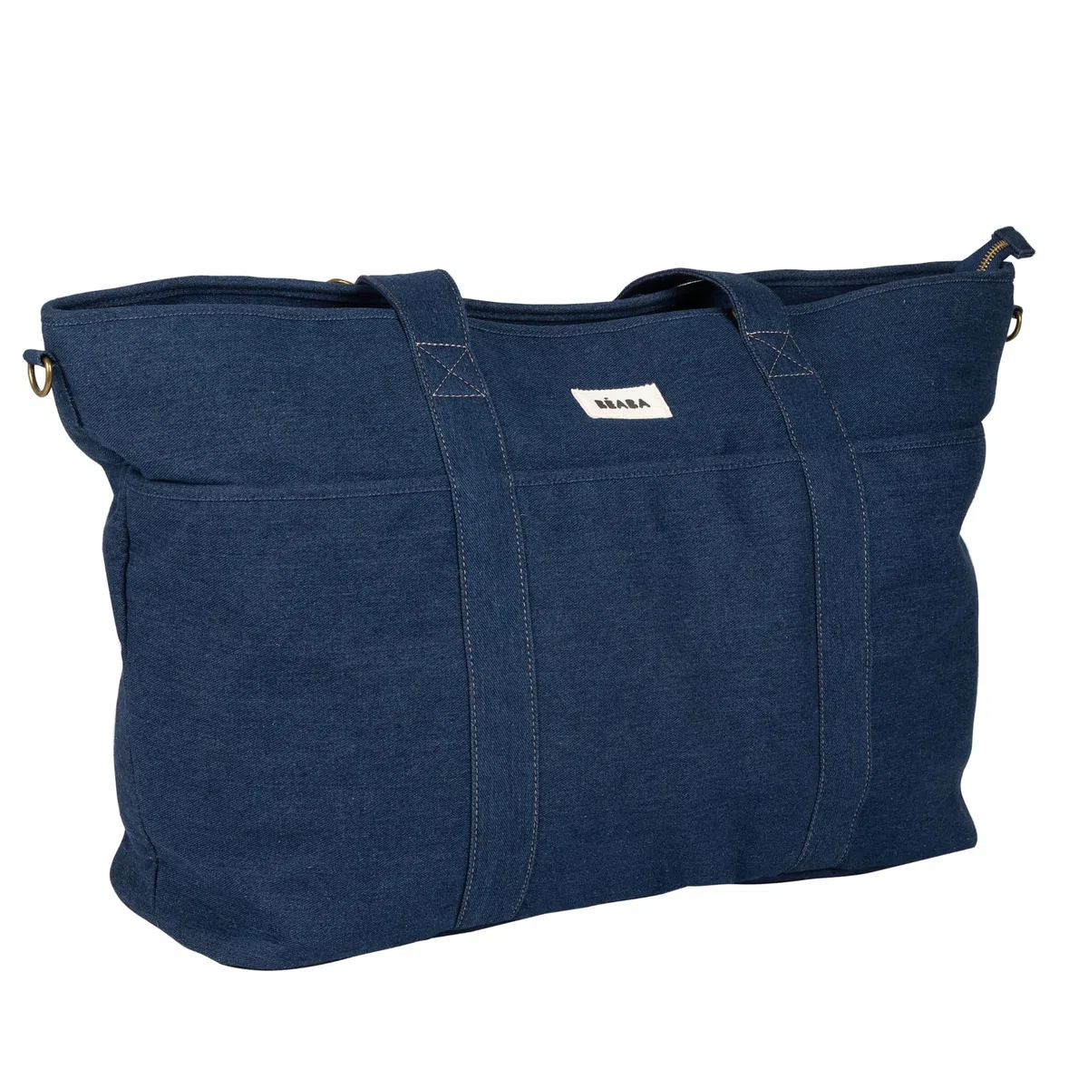 Béaba, Wickeltasche Madrid XXL 44L, großer Tote Bag, Eltern-Wickeltasche mit 11 Fächern, Isoliertasche, integrierte Kinderwagenbefestigung, Wickelunterlage, Denim