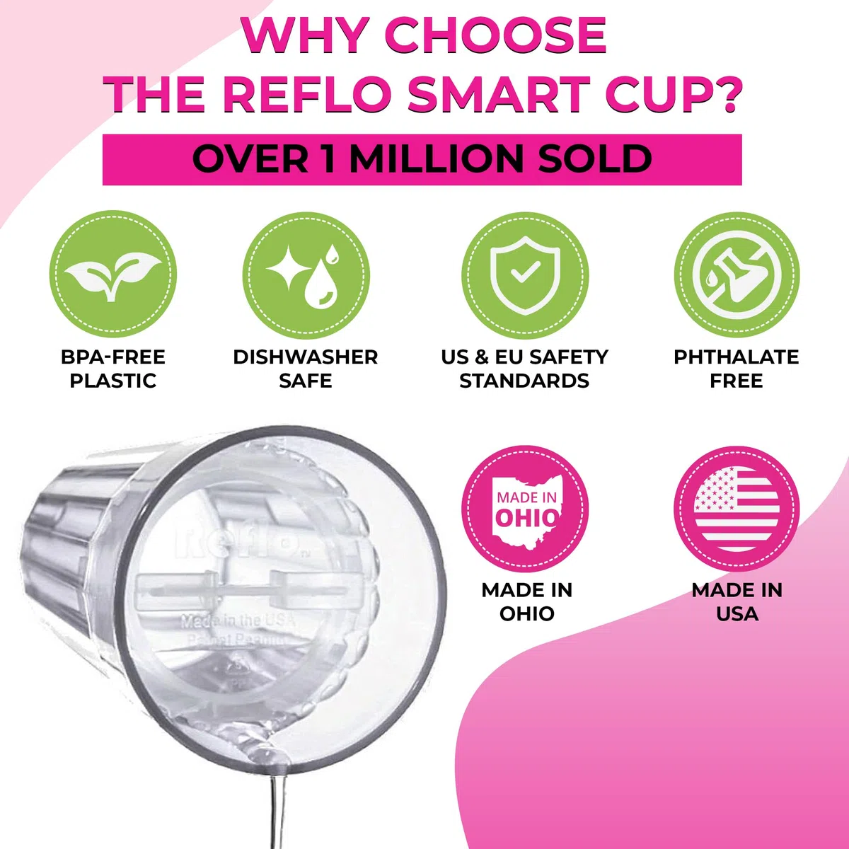Reflo Smart Cup (Blau und Grün, 2er-Pack) Jetzt unzerbrechlich, offener Rand, Trainingsbecher für Kleinkinder, 360 Free-Flow, kein Saugnapf – hergestellt in den USA