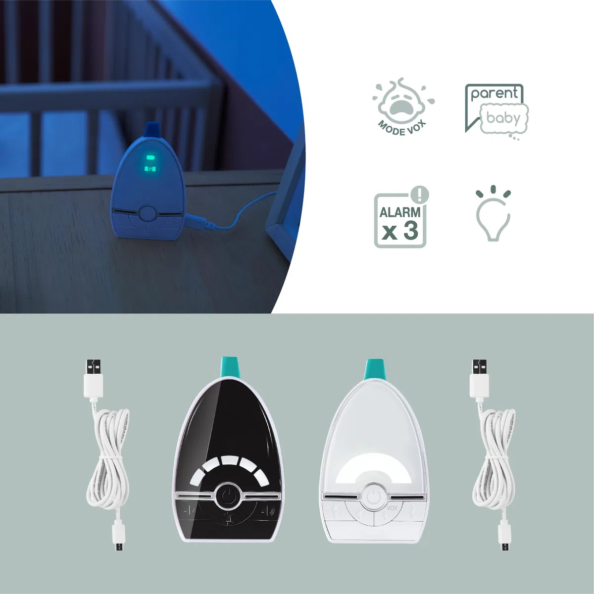 Babymoov Babyphone Expert Care - Digital Green Technology, niedrige Strahlung, 1000m Reichweite