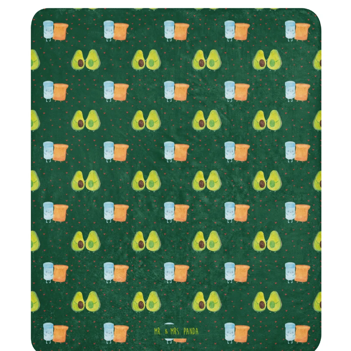 Mr. & Mrs. Panda Plaid Avocado Pärchen 130 x 155 cm - Geschenk, Heimdecke, Decke, Tagesdecke, Schmusedecke, Geburt, Schwangerschaft, Liebe, Wärmedecke, Familie, Couchdecke
