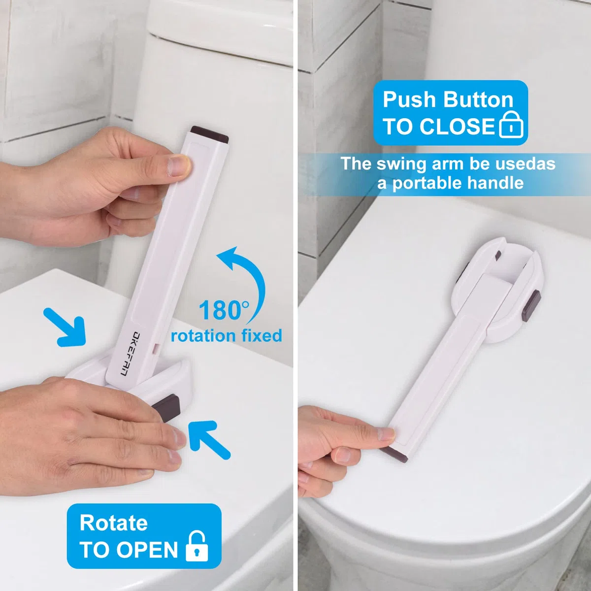 Toilettenschlösser Baby Proof – OKEFAn WC-Sitzschloss Kindersicherung für Kleinkinder Klebe Kinder Proofing Toilettendeckelschloss Einfach zu installieren, kein Bohren erforderlich (1)