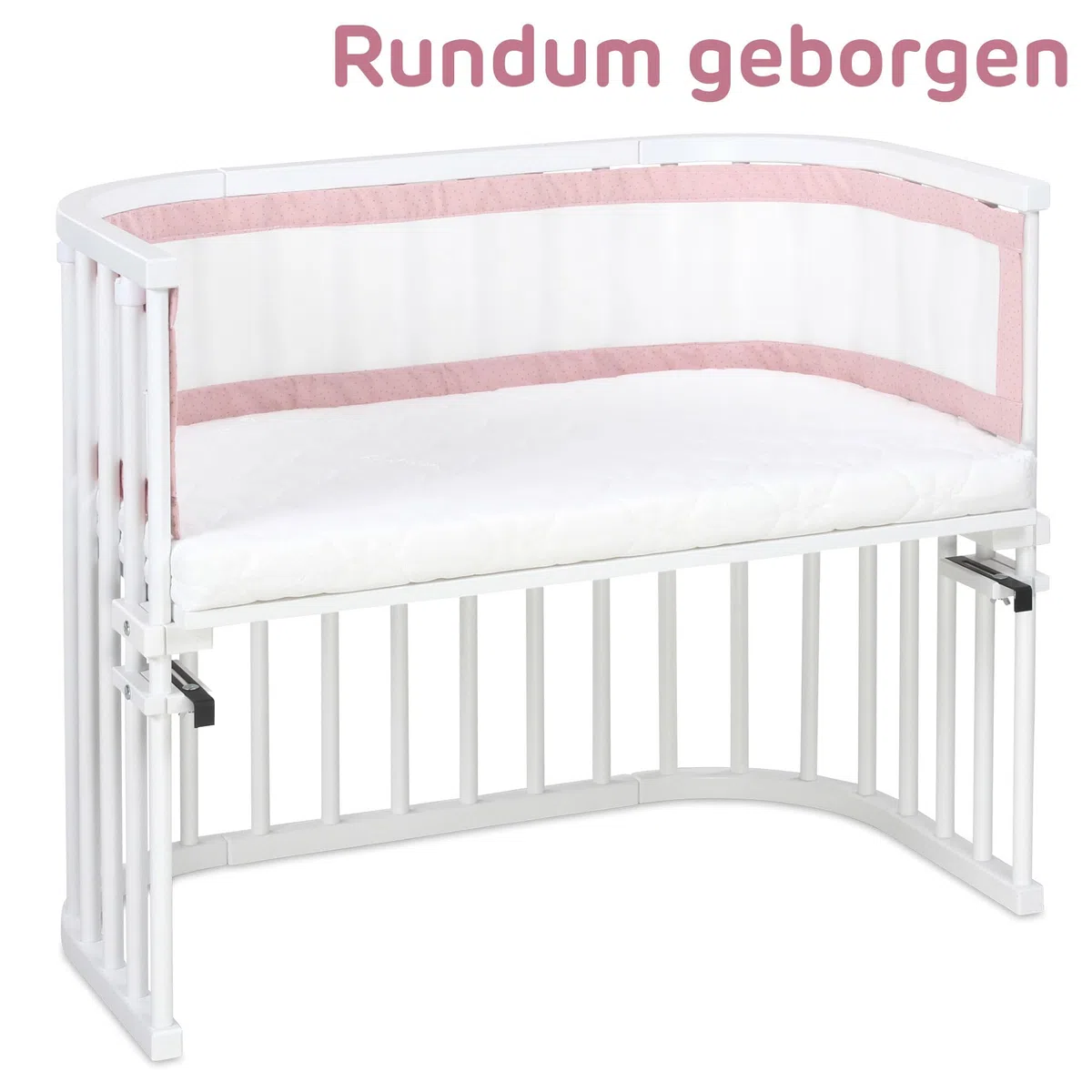 babybay Nestchen 3D Mesh Royal passend für Modell Maxi, Boxspring, Comfort und Comfort Plus, rosé Glitzerpunkte gold