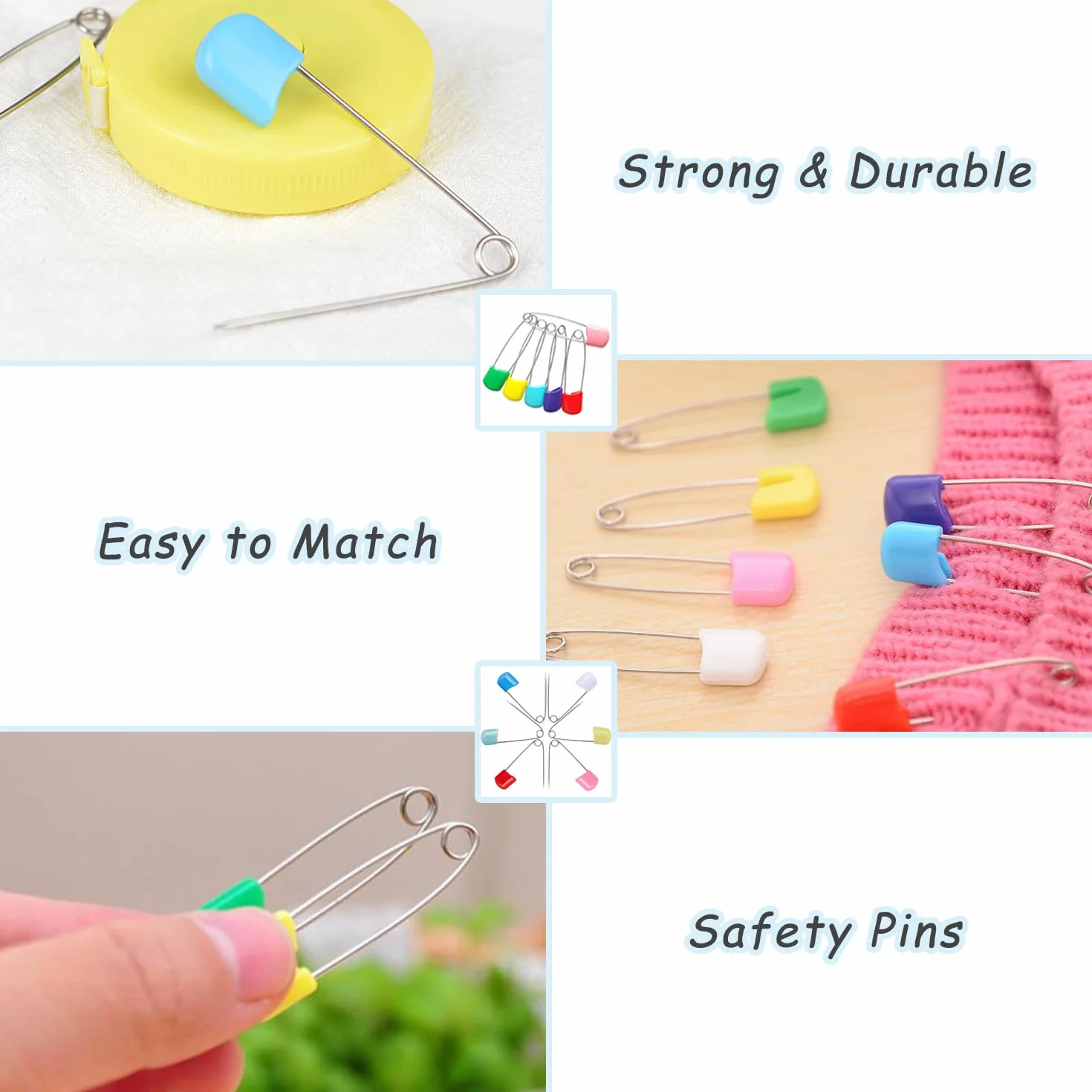 80 Stück Safety Pins, Bunte Windel Sicherheitsnadeln, 55 mm Windel Push-in Pins, Sicherheitssperre Edelstahl Kunststoff Kopf Sicherheitsnadeln, für Terry Quadrate, Flach und Prefold Windeln