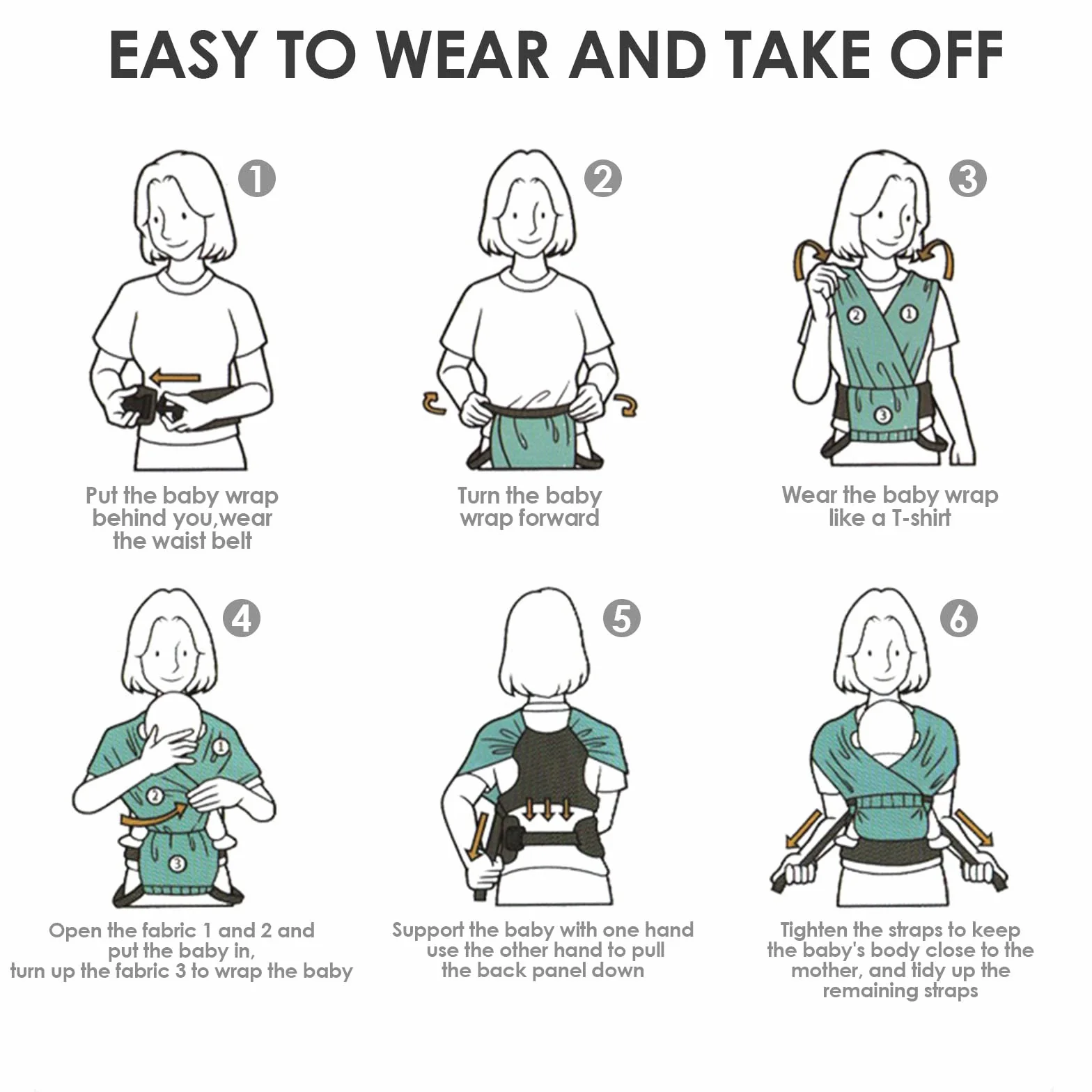 SONARIN Atmungsaktive Baby Tragetuch,Ergonomische Dehnbar Babytragetücher Babytrage Leichte Tragbare Baby Tragesystem Tragetuch Sling für Neugeborene Kleinkinder bis zu 15KG(Blau)