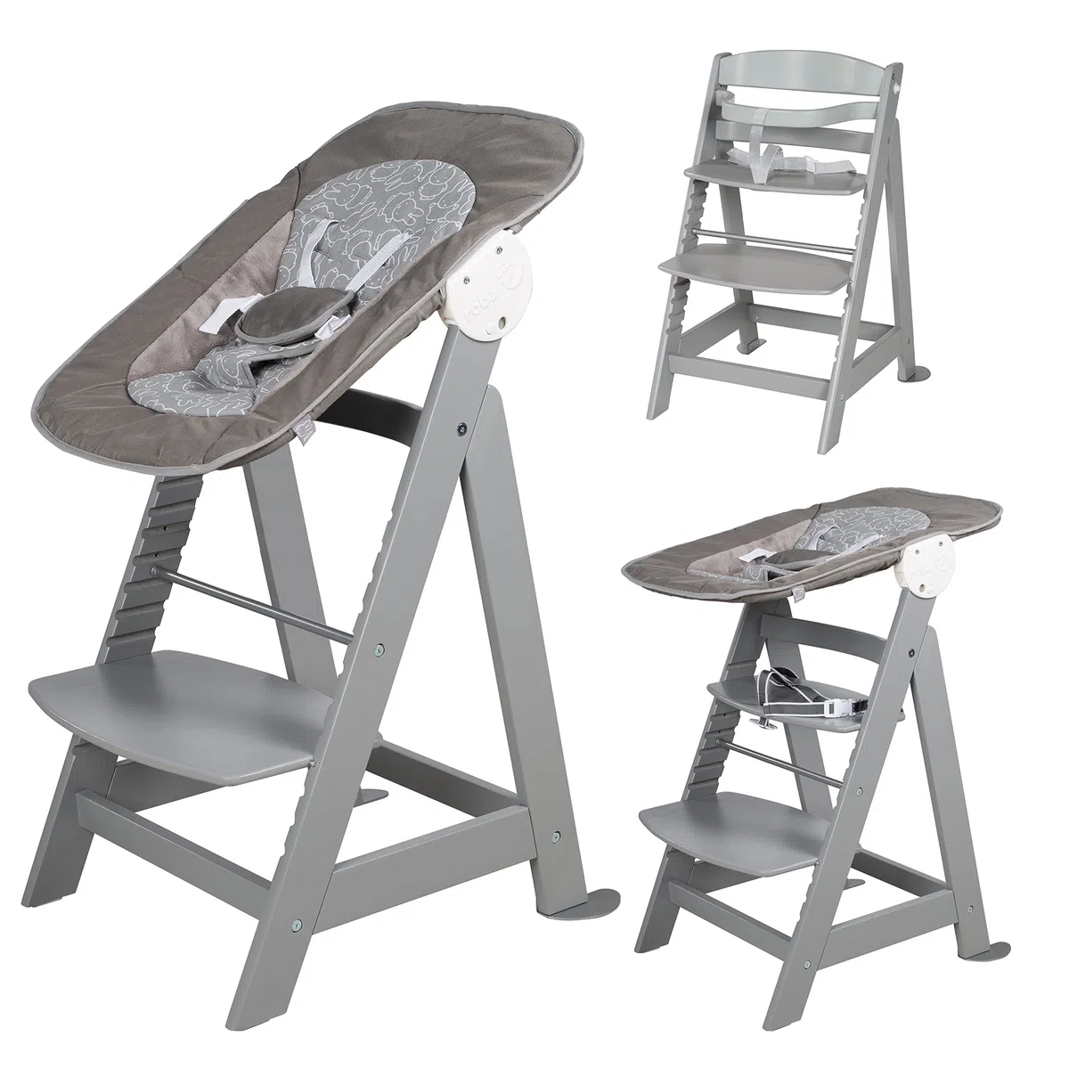 roba Born Up Treppenhochstuhl Set 2in1 Miffy Babyhochstuhl mit Liegefunktion ab Geburt taupe