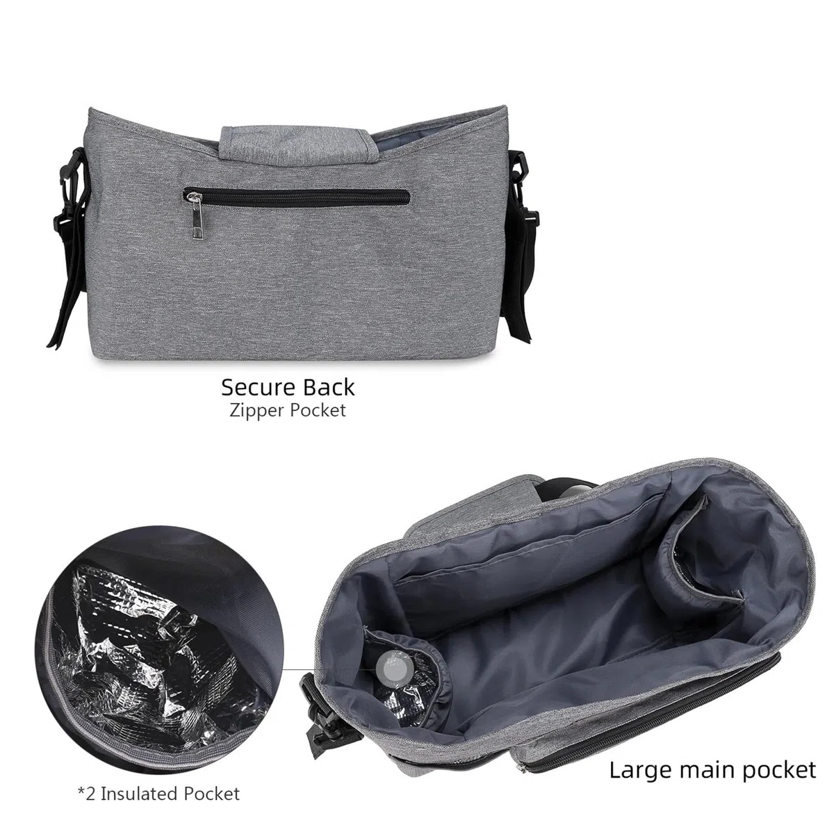 Kleine Wickeltasche, Kinderwagen-Organizer mit isoliertem Getränkehalter und Schultergurt, Mini-Kinderwagen-Aufbewahrungstasche for den Außenbereich(Dark blue)