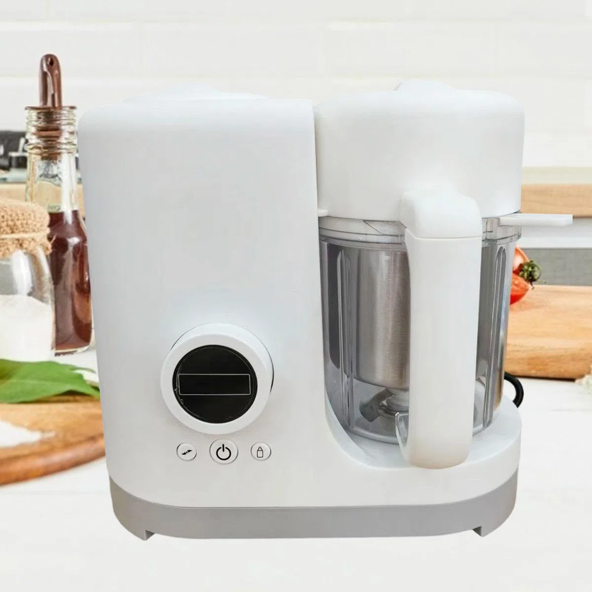 Babybrei Zubereiter Püriergerät Dampfmixer Babynahrungsmaschine mit Stabilem Standfuß Und Kinderleichter Bedienung für Eltern Alltagsgebrauch 24.6cmx1