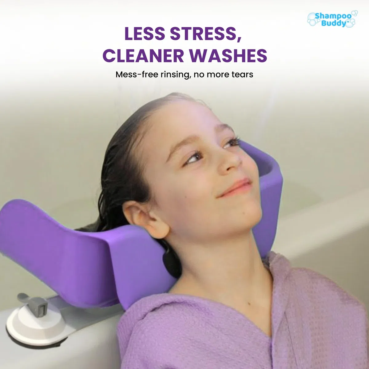 Shampoo Buddy Tragbares Haarwaschbecken für Kinder, Kleinkinder, Kinder, Teens | Shampoo-Schüssel für Badewanne oder Waschbecken | Haarwaschbecken | Reißfreier Spüler für Kinder (Violett)