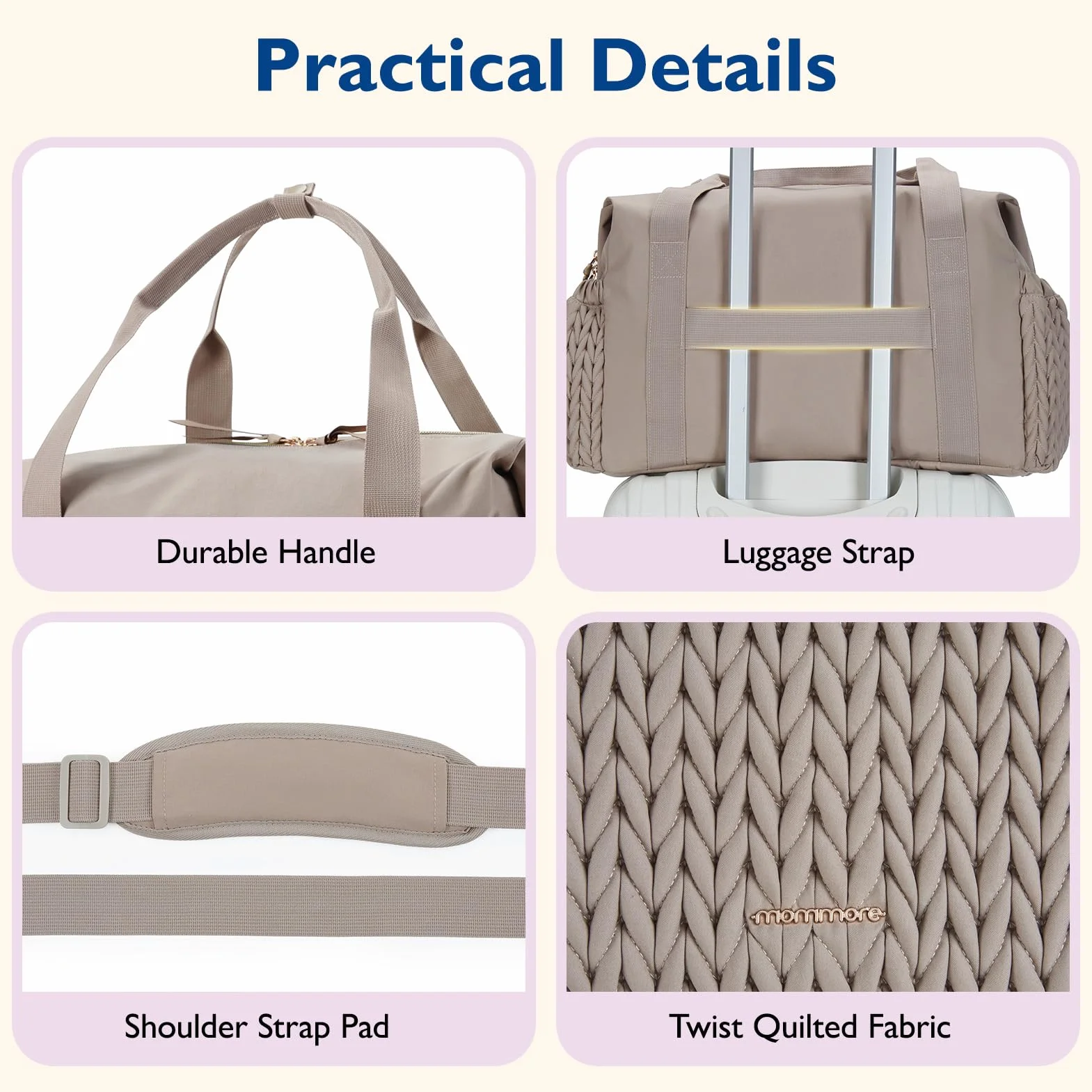 mommore Wickeltasche, geräumige Reise-Wickeltasche, Kliniktasche für die Geburt, Babytasche mit Schnulleretui