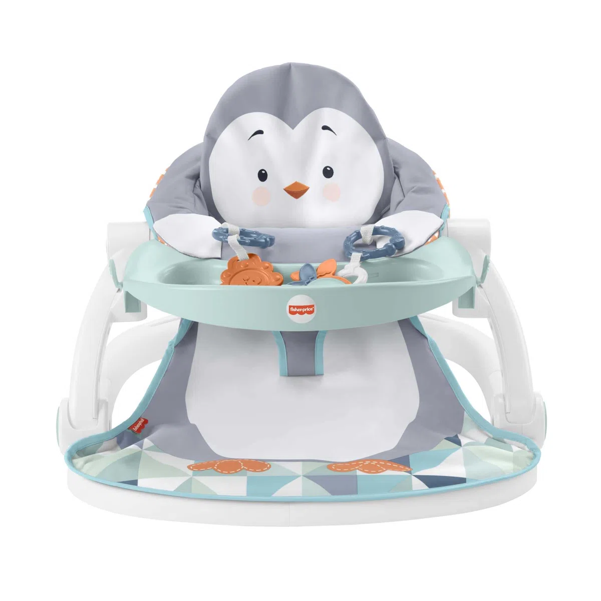 Fisher-Price HBF27 - Bodensitz mit Tablett - Pinguininsel, tragbarer Kleinkindersitz mit Tablett und Spielzeug mit Tiermotiven, für Babys und Kleinkinder