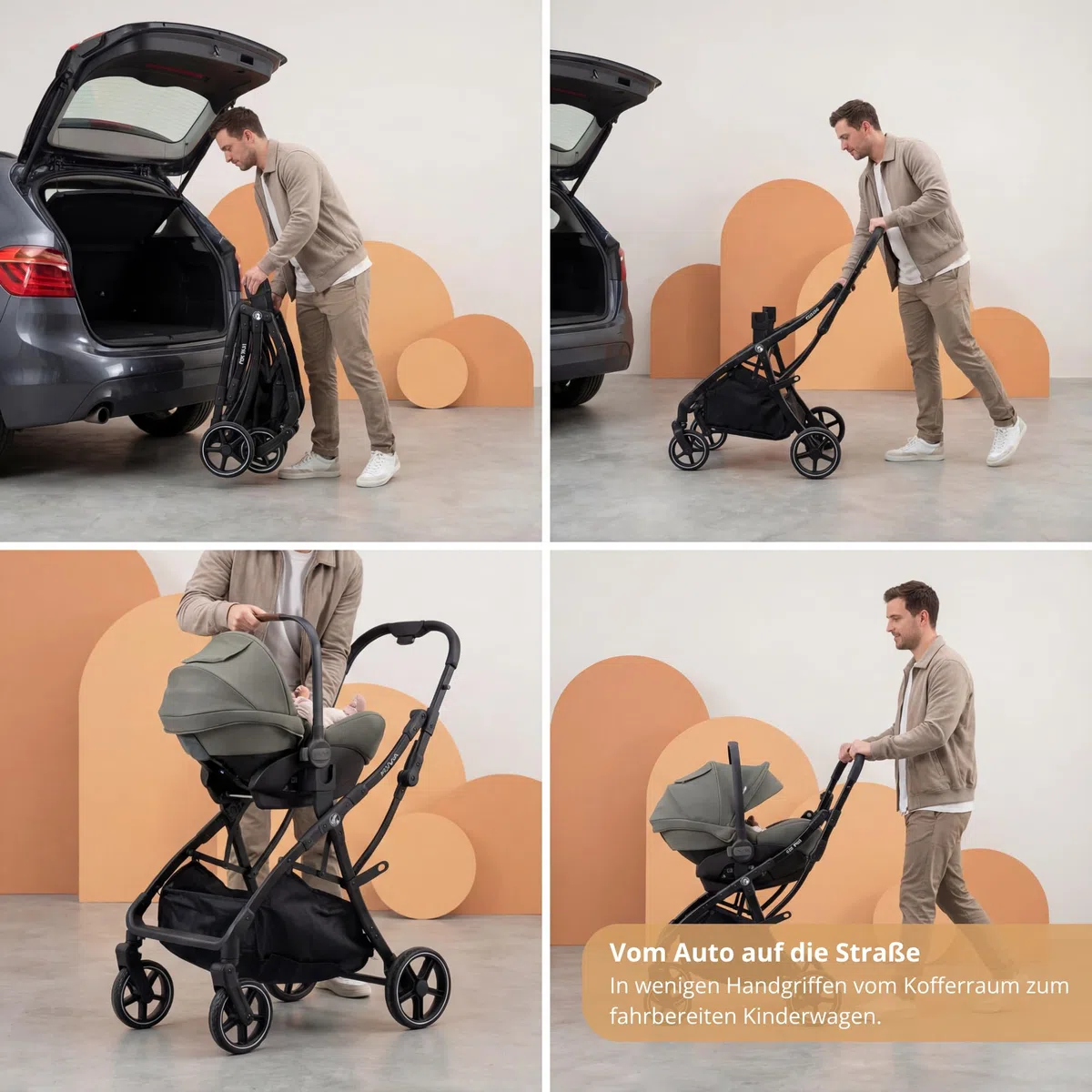 Fox Baby Kinderwagen-Gestell „Fox Taxi“ – leichtes, klappbares Universal-Gestell für Babyschale und Babywanne, kompatibel mit vielen Modellen, rückenschonend für kurze Wege und Reisen