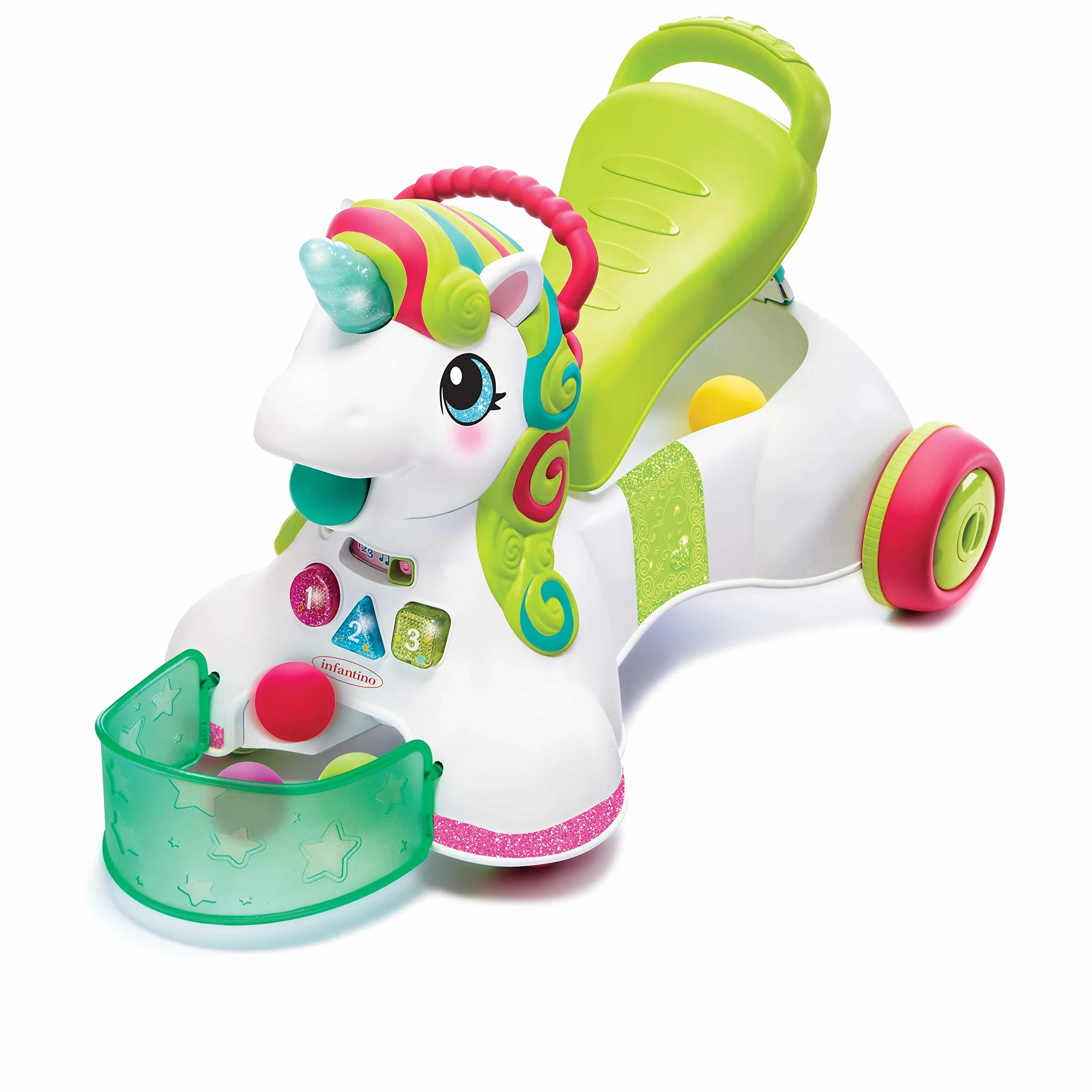 INFANTINO Türspieler Einhorn Interaktiv mit 5 Bällen, 3 Spielmodi, Sound und Licht, Mehrfarbig