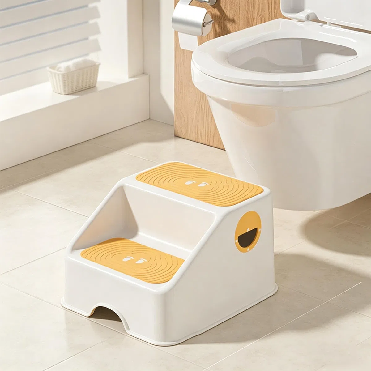 Kinder-Tritthocker Rutschfester 2-Stufen-Hocker | WC Tritt für Kleinkind für Vorschule, Wohnung, Kindergarten, Bad, Küche, Spielzimmer, Schlafzimmer, Wohnzimmer