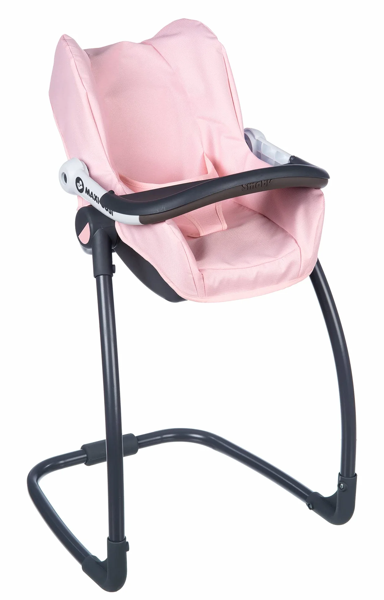 Smoby - Maxi-Cosi 3-in-1 Puppenhochstuhl - für Puppen bis 42 cm, Sitzschale, Hochstuhl, Autositz & Schaukel-Sitz, Puppenzubehör für Kinder ab 3 Jahren, rosa