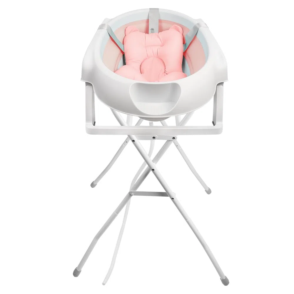 OHMG Baby Badewanne mit Gestell 82cm,Faltbare Babybadewanne mit Rutschfestem Ständer,Baby Wanne,Badewanneneinsatz Baby für Neugeborene Kleinkinder,Groß Volumen (Rosa-66x61x82cm)
