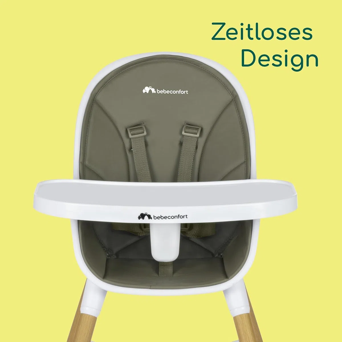Bebeconfort Avista Babyhochstuhl, mit Polsterung und Tablett, ab 6 Monaten, Tragkraft 30 kg, Mineral Green