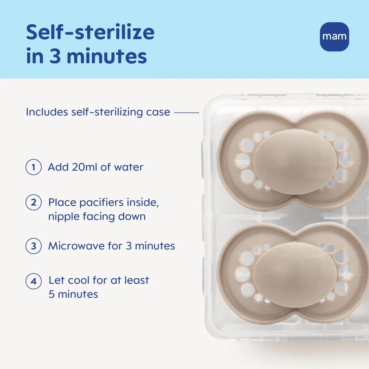 MAM Original Matte Baby Pacifier, Nipple Shape Helps Promote Healthy Oral Development, Sterilizer Case, 6-16 Months (Pack of 2)