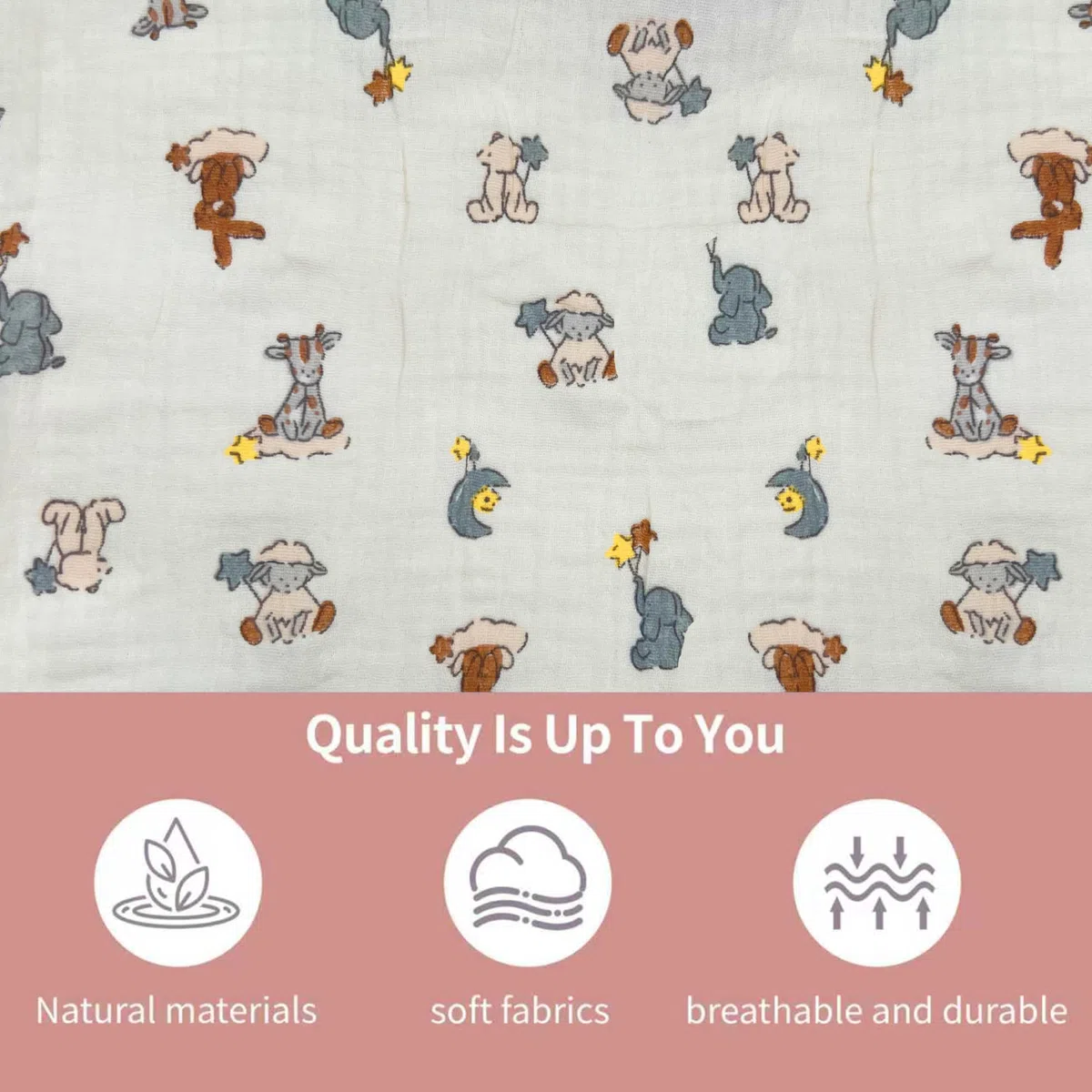 Home Bettbezug, handgefertigt aus 100% Baumwollmusselin, Stoffhimmel für die Bettdekoration zu Hause, geeignet für Jungen und Mädchen, für Kinder (132 x 420 cm, Tiere)