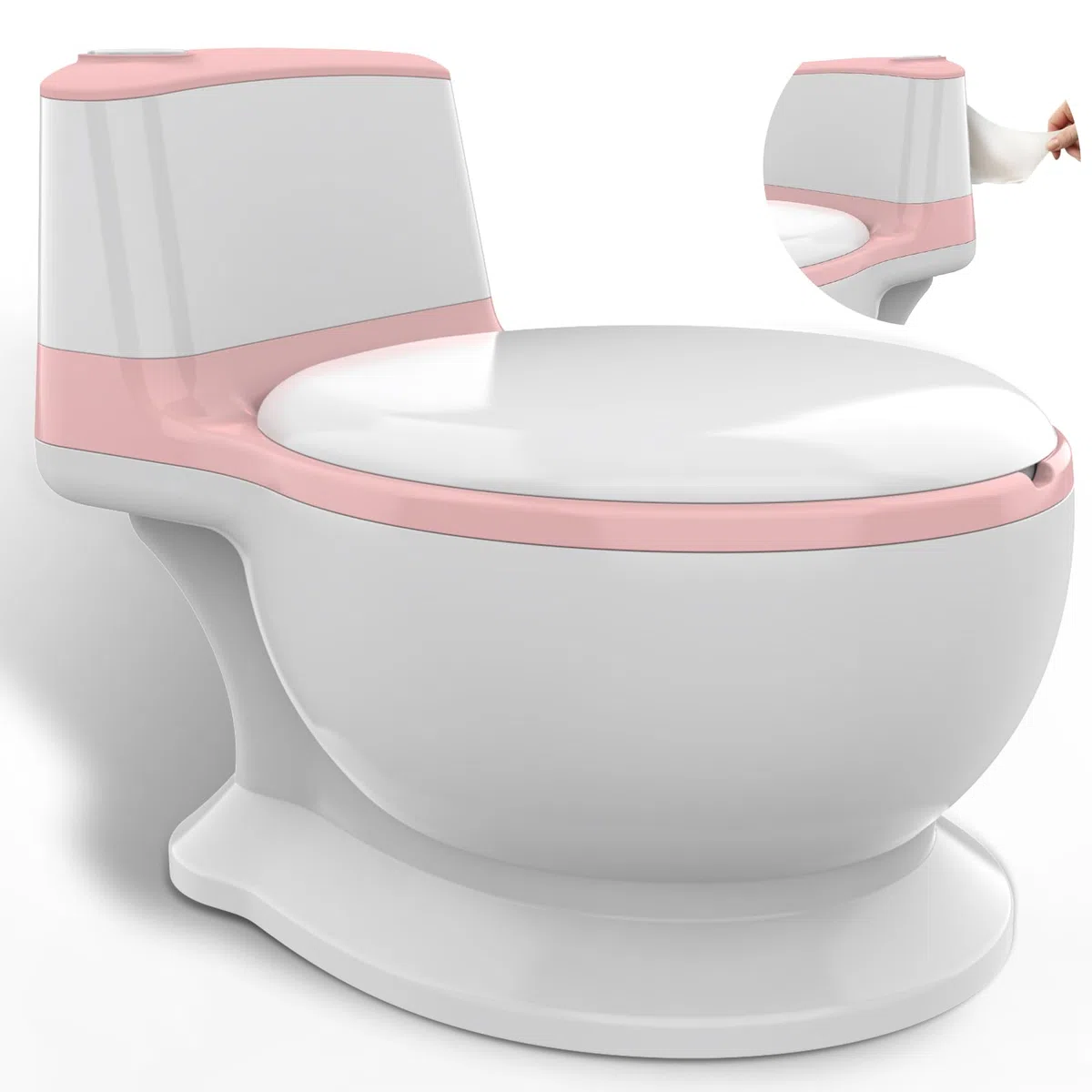 Töpfchen – Töpfchentraining, Toilettensitz, Reisetöpfchen für Kleinkinder, Toilettentöpfchen mit Reinigungsbürste, Feuchttücher-Aufbewahrung und Spritzschutz, tragbares simuliertes Toilettentöpfchen