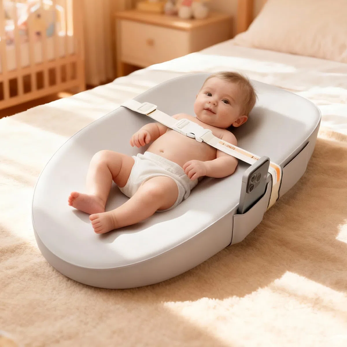 Wasserdichte Wickelunterlage aus Polyurethan, weiche, bequeme Oberflächen mit rutschfester Unterseite, leicht zu reinigen, Design für Baby-Kinderzimmer, einfach zu wickeln