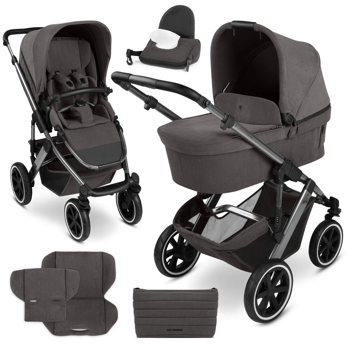 ABC Design Kinderwagen Salsa 5 Air Almond - 2in1 Kombi-Kinderwagen ab Geburt mit Luftreifen, Federung & großer Babywanne