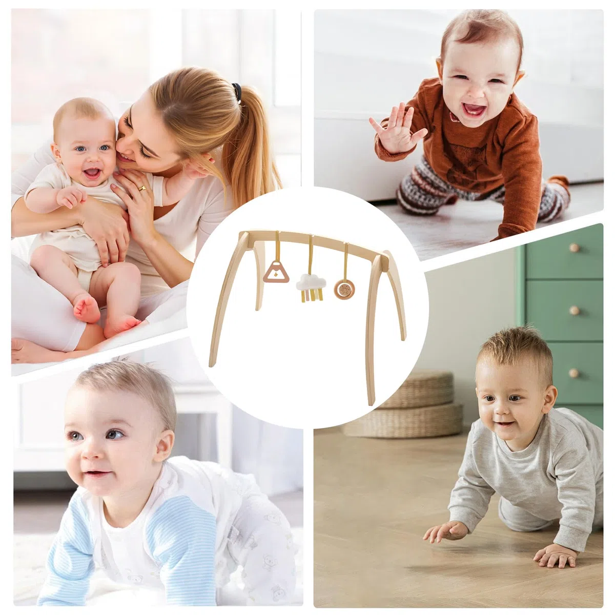 Baby-Spielbogen Sensorisches Holz-Lernspielzeug | Natürliche Stimulation Baby-Spielbogen zur Babyparty, Geburtstag, Schlafzimmer, Wohnzimmer und Reisen