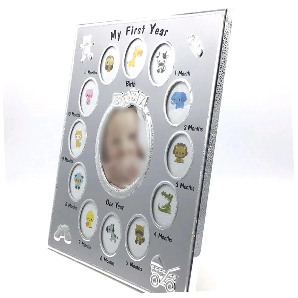My First Year zum Ersten Geburtstag Bilderrahmen aus Metall für Babys Zufälliger Stil mit Stabilem Stand als Babyfotorahmen für Zuhause und Geschenk