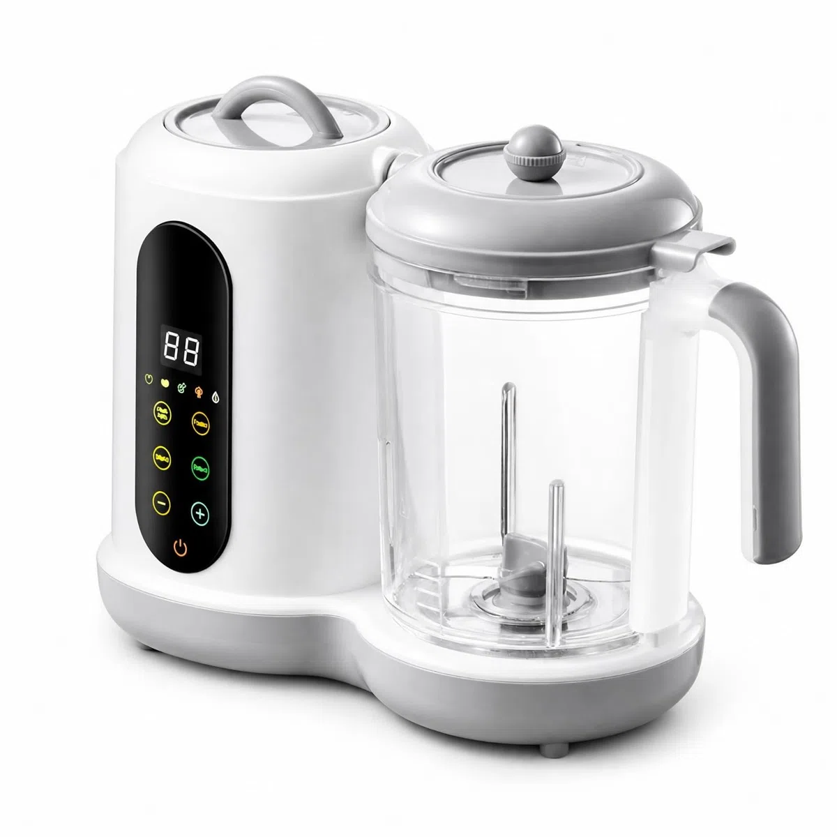 Babybrei BerührungssteuerungTasten Babynahrungsprozessor Transparent Dampfgarer mit Mixer