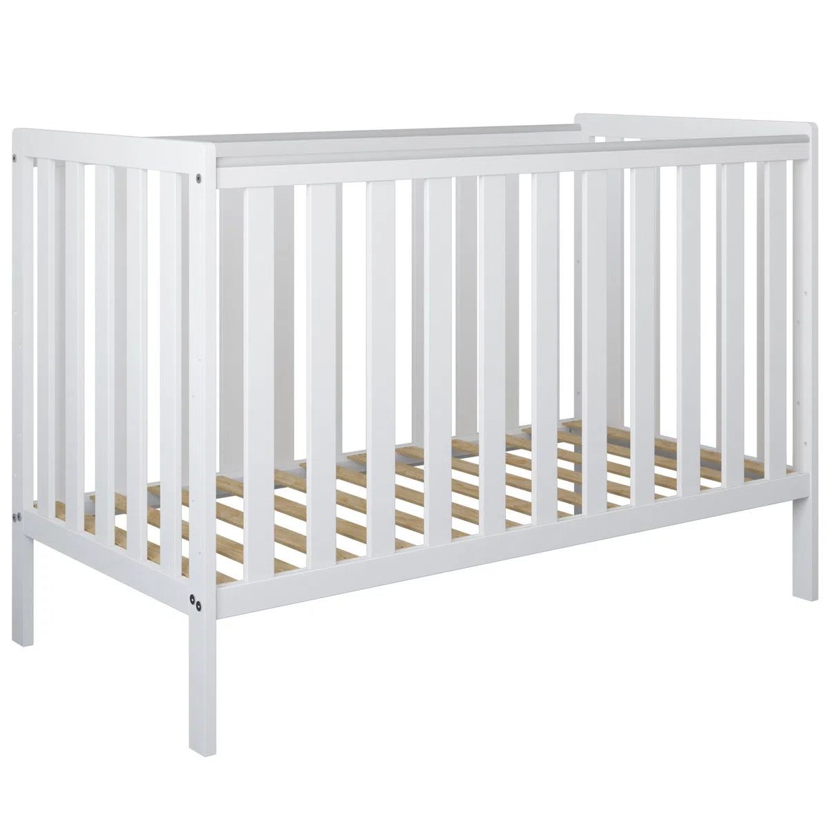 zee Bambi Weiß 2in1 Babybett Set 120x60 cm mit Schutzbarriere + Wickelkommode mit Wickeltisch Babyzimmer Möbel Set Kinderbett Umbaubar zum Juniorbett Baby Bed Robustes Gitterbett