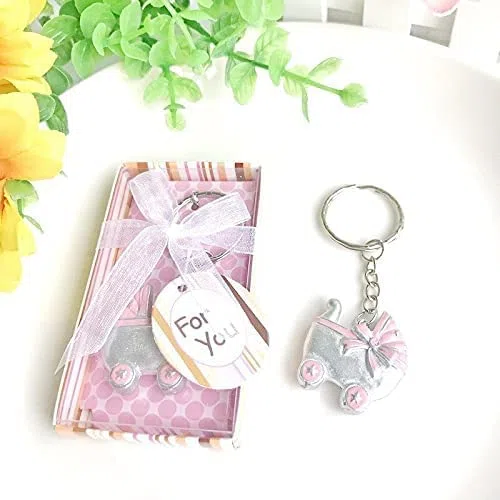 50 x Schlüsselanhänger für Baby-Kutschen, Baby-Kleidung, Gastgeschenke für Babyparty, Taufe, Party, Andenken, Geburtstag, Schlüsselanhänger (1)