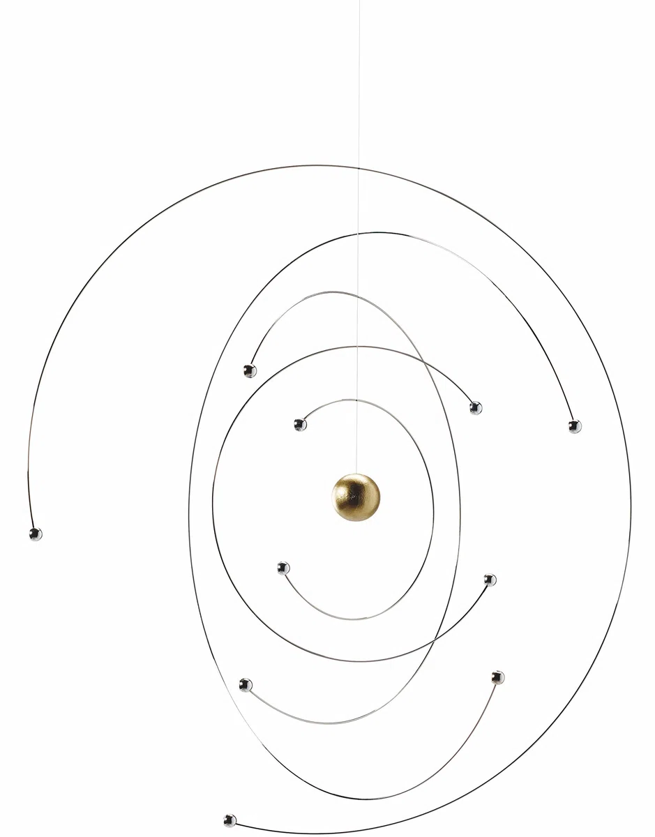 Flensted Mobiles 441 Niels Bohr Mobile, Stahl, Gold/Silber, 27x27 cm