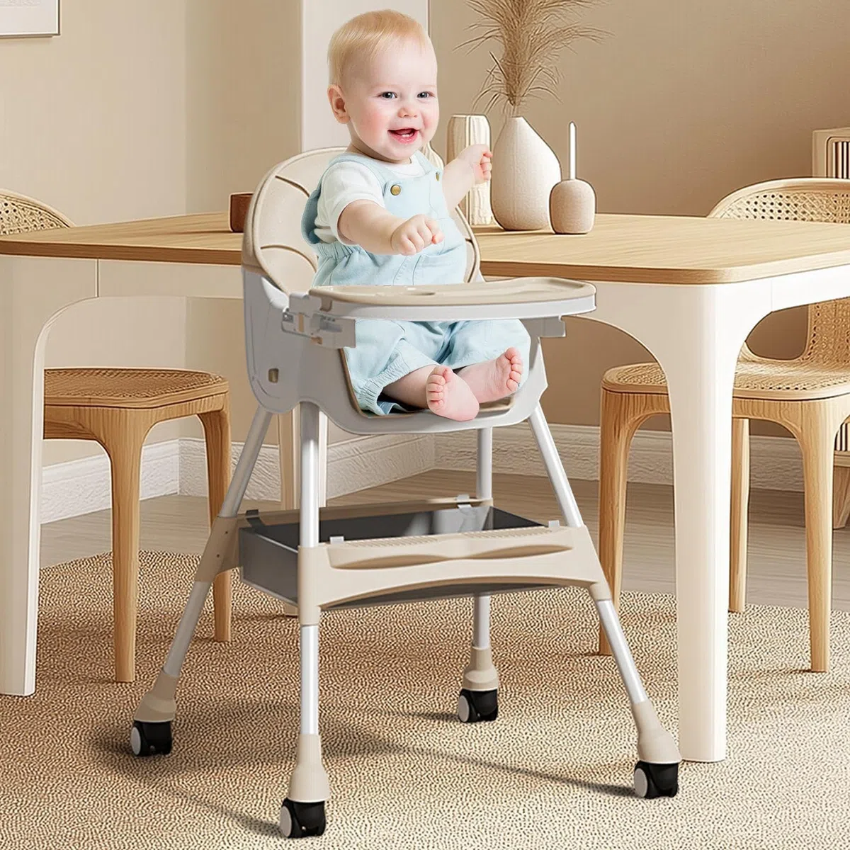 Hochstuhl Verstellbarer Kinder Lern Esstischstuhl | Mit Lounger- und Jumper-Funktion, Klappbarer Schaukelsitz für Camping, Fütterung, Reise, Essen, Küche, Restaurant, Outdoor,
