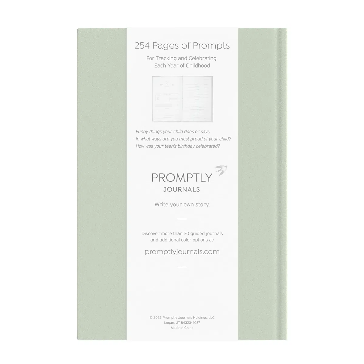 Promptly Journals, A Complete Childhood History: From Pregnancy to 18 Years Old (Aloe Green, Leatherette) | Baby Book and Pregnancy Journal | Baby Memory Book