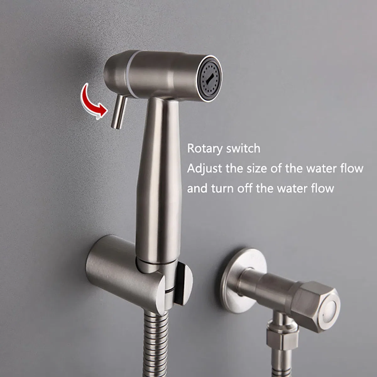 Hand-Bidet-Sprühgerät for Toilette Messing gebürstetes Badezimmer-Stoffwindel-Sprühset mit einzelnem Kaltwasser, wandmontiertes Toiletten-Bidet-Sprühset for die Damenhygiene