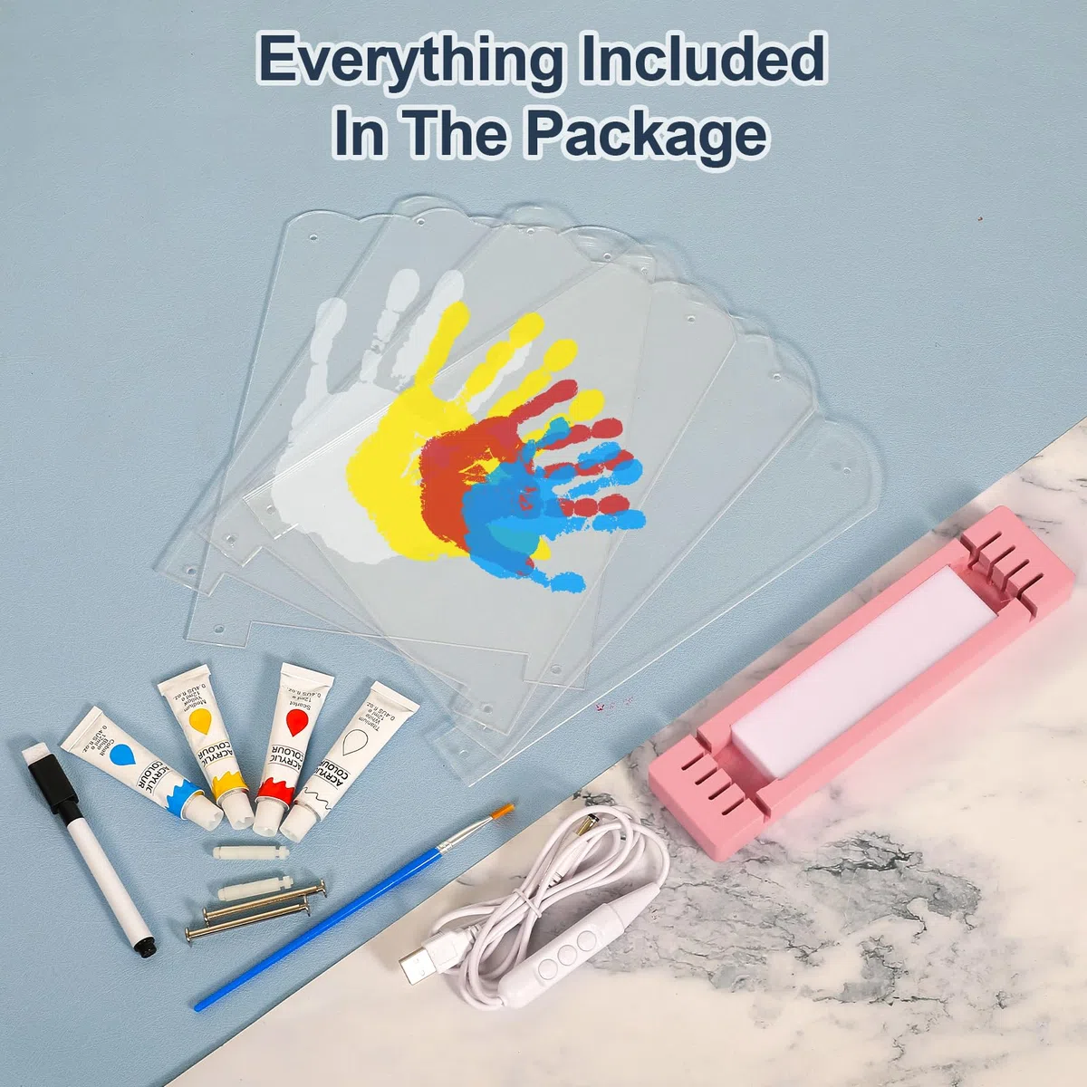 Familien-Handabdruck-Kit Nachtlicht - Benutzerdefinierte Babygeschenke für neue Eltern, Neugeborenes Andenken Baby Handabdruck Kit, Familiengeschenke für Großeltern, neue Babypartykorb, Bastelfarben,