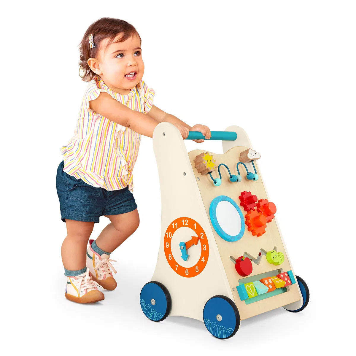 B. toys - Kleine Lernschritte - Activity Walker aus Holz - 7 Bildungsaktivitäten - Lern- und Laufspielzeug für Kleinkinder, Kinder - Stehen, Schieben, Gehen - 1 Jahr +