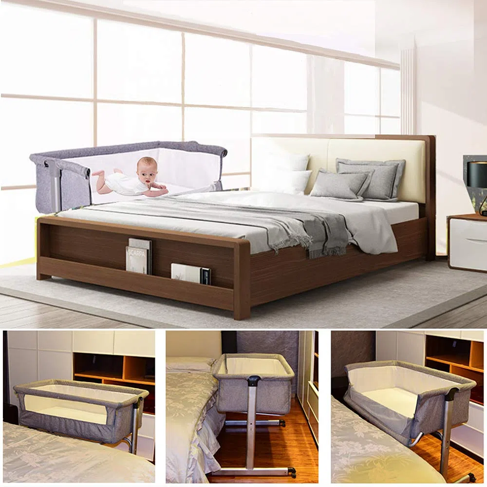 Beistellbett Baby, Stubenwagen Babybett, Mobiles Kinderbett, Beistellbett mit Moskitonetz+Räder, Tragbares Bett für Säuglinge/Neugeborene (96 * 57 * 77cm)