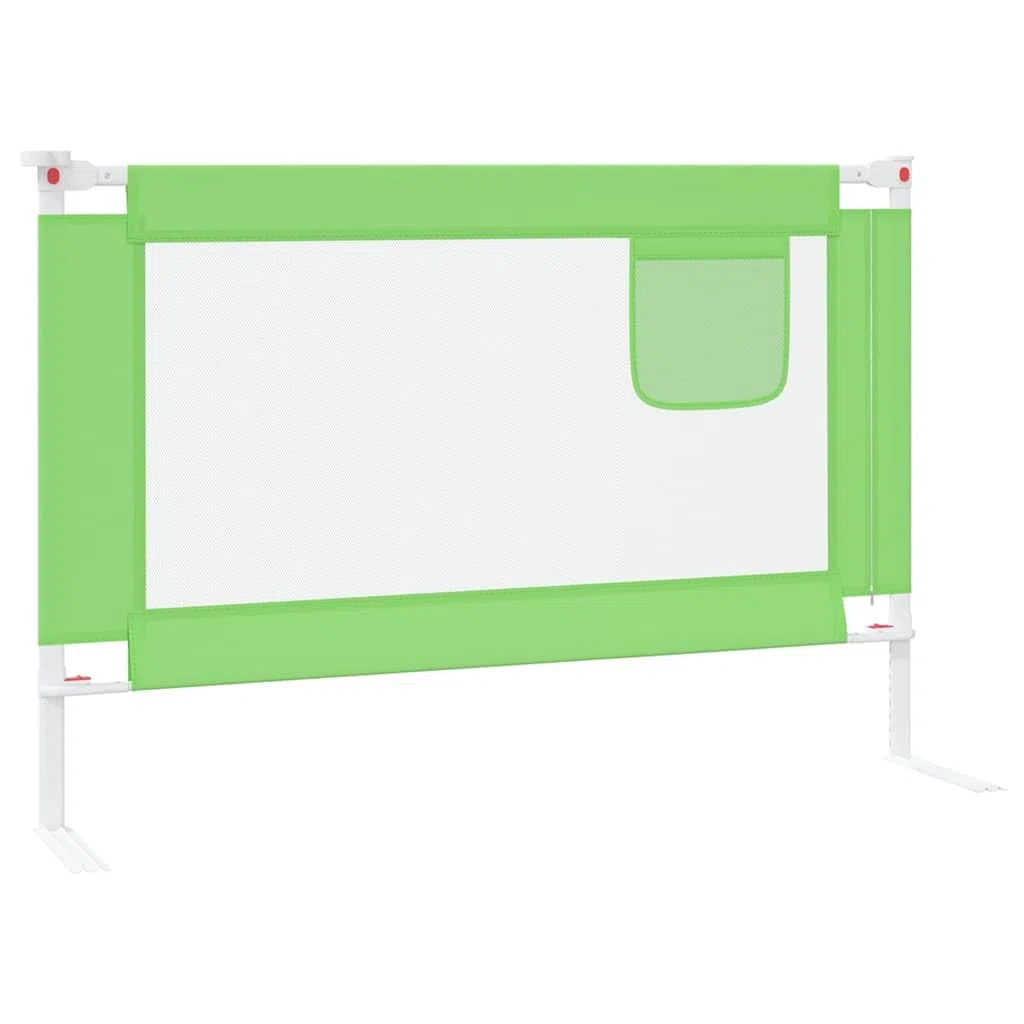 Kleinkind Bettschutzgitter Grün 100x25 cm Stoff Rausfallschutz mit Höhenverstellung und Klappbar für Kinderbett Babybett Elternbett Familienbett Sicherheit Schlafen