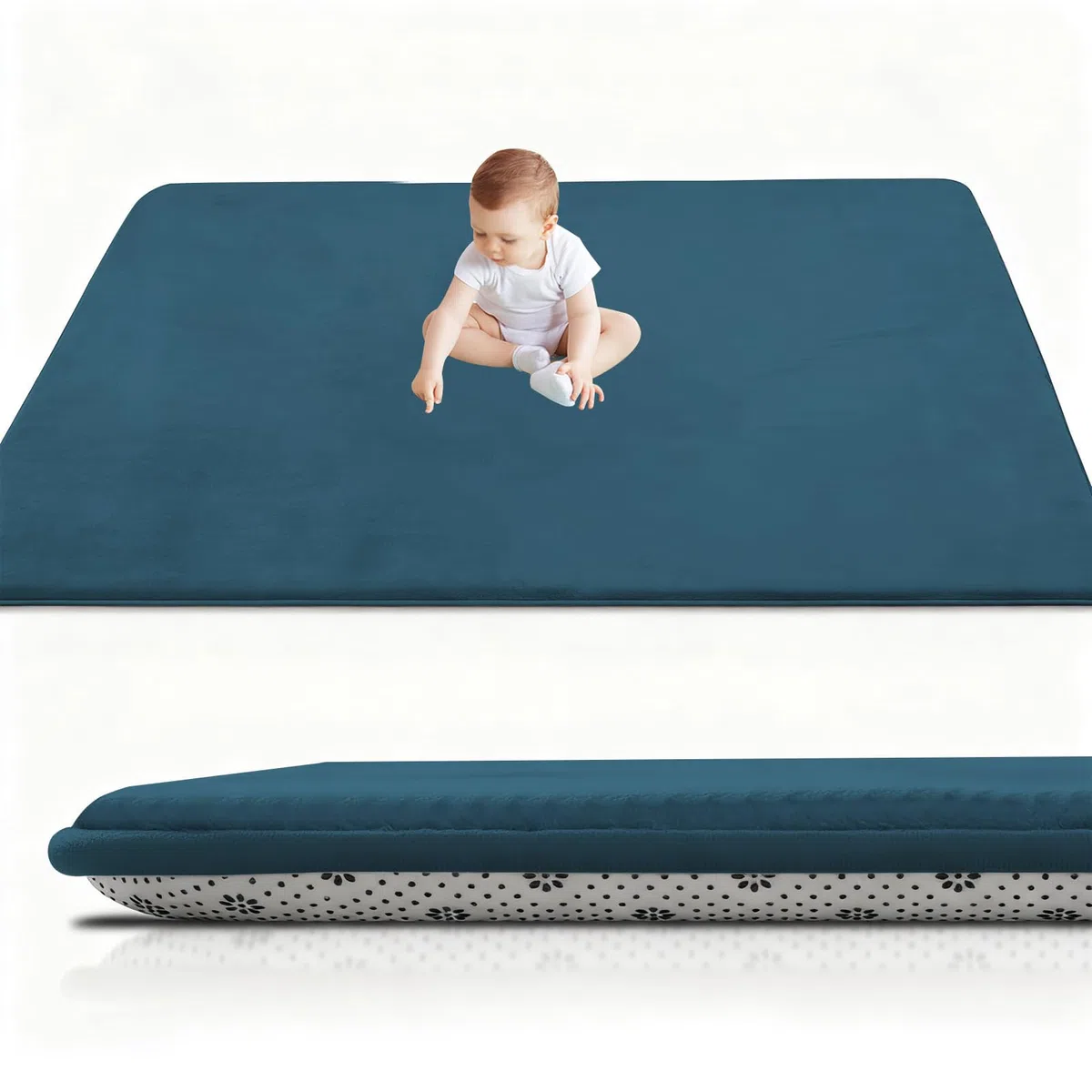 Krabbelmatte Baby Faltbar Spielmatte Kinder Spieldecke 3cm 120 x 120 cm Himmelblau Krabbeldecke Für Baby, Schaumstoffmatte Kinderteppich, Babymatte Kindermatte, krabbeldecke für Baby