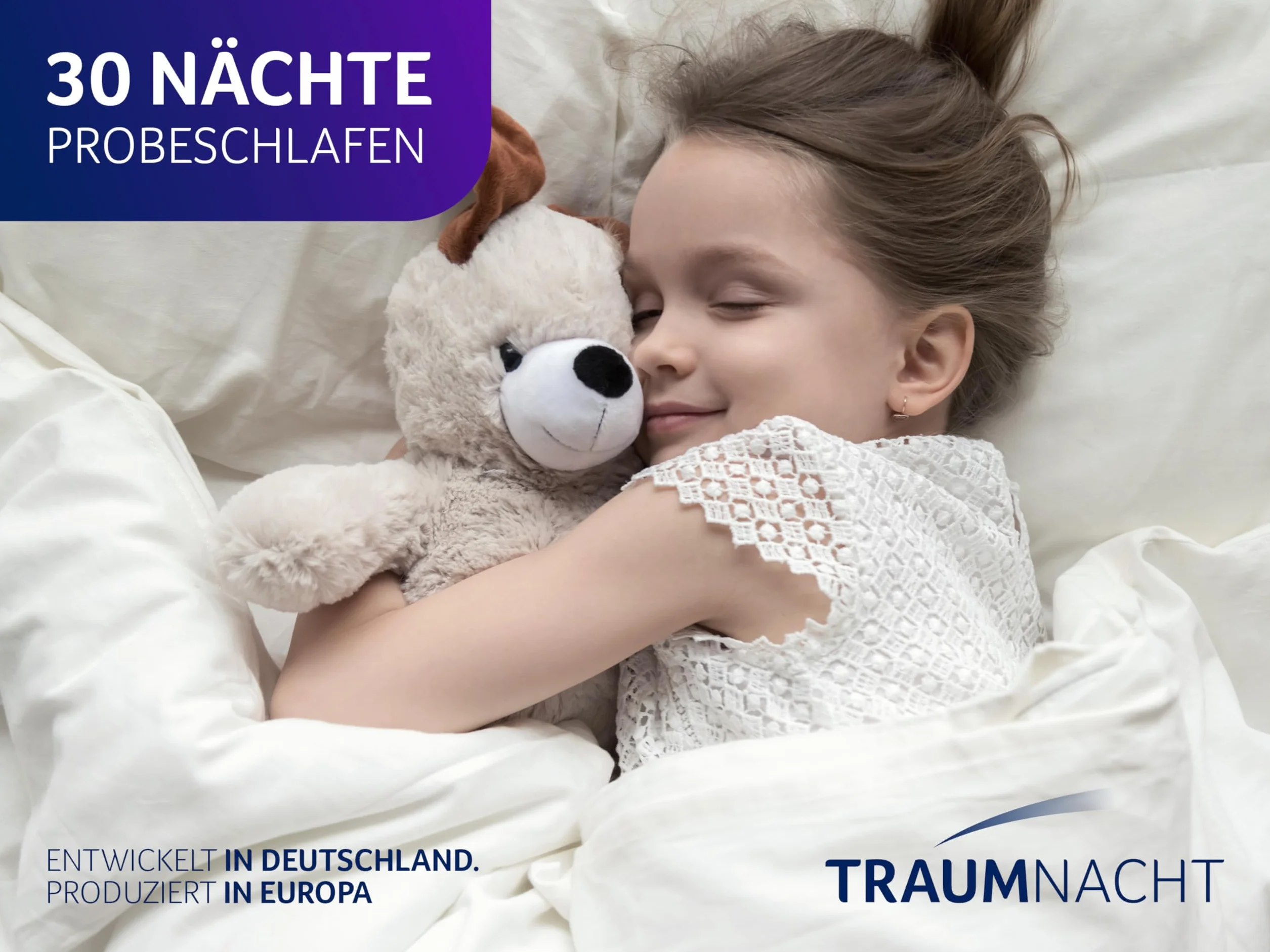 Traumnacht BT Kiddy Kindermatratze Pure , 60 x 120 cm, Schadstoffgeprüft nach Öko-Tex Standard 100, hautfreundlicher Bezug abnehmbar und waschbar, produziert nach deutschem Qualitätsstandard, Weiß
